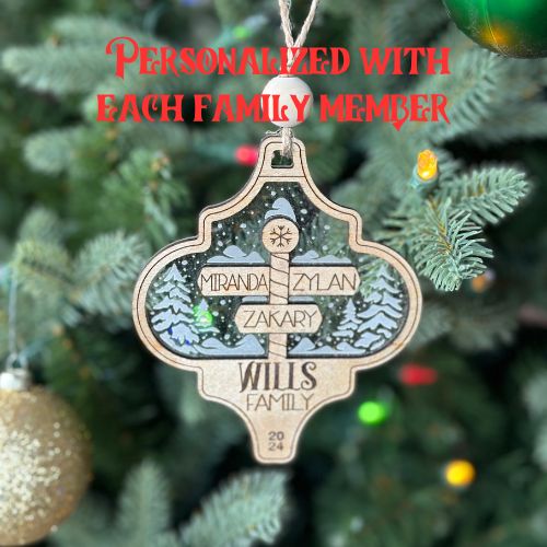 Custom Family Christmas Ornament - North Pole Design