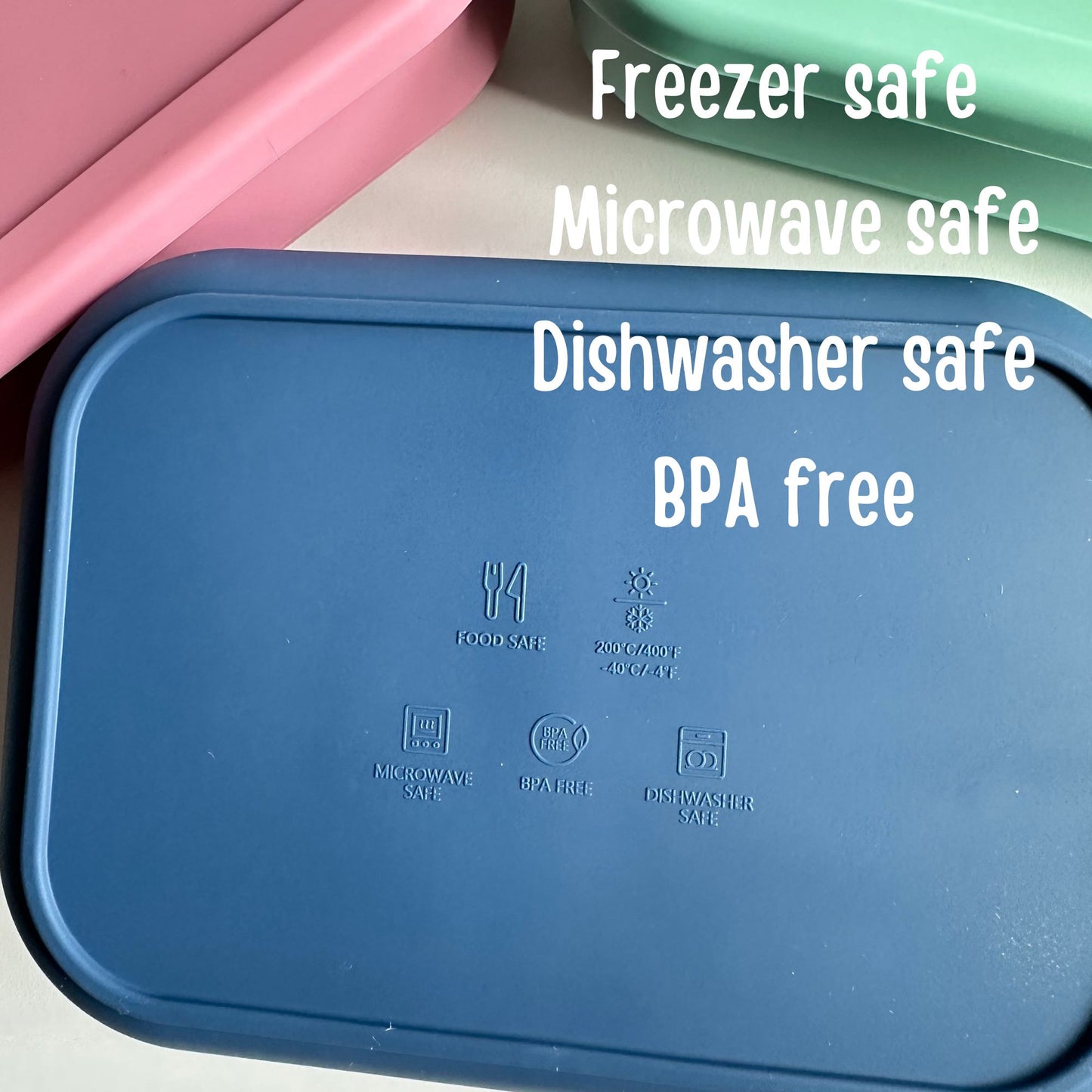 Personalized silicone Bento lunch Box WITH utensils