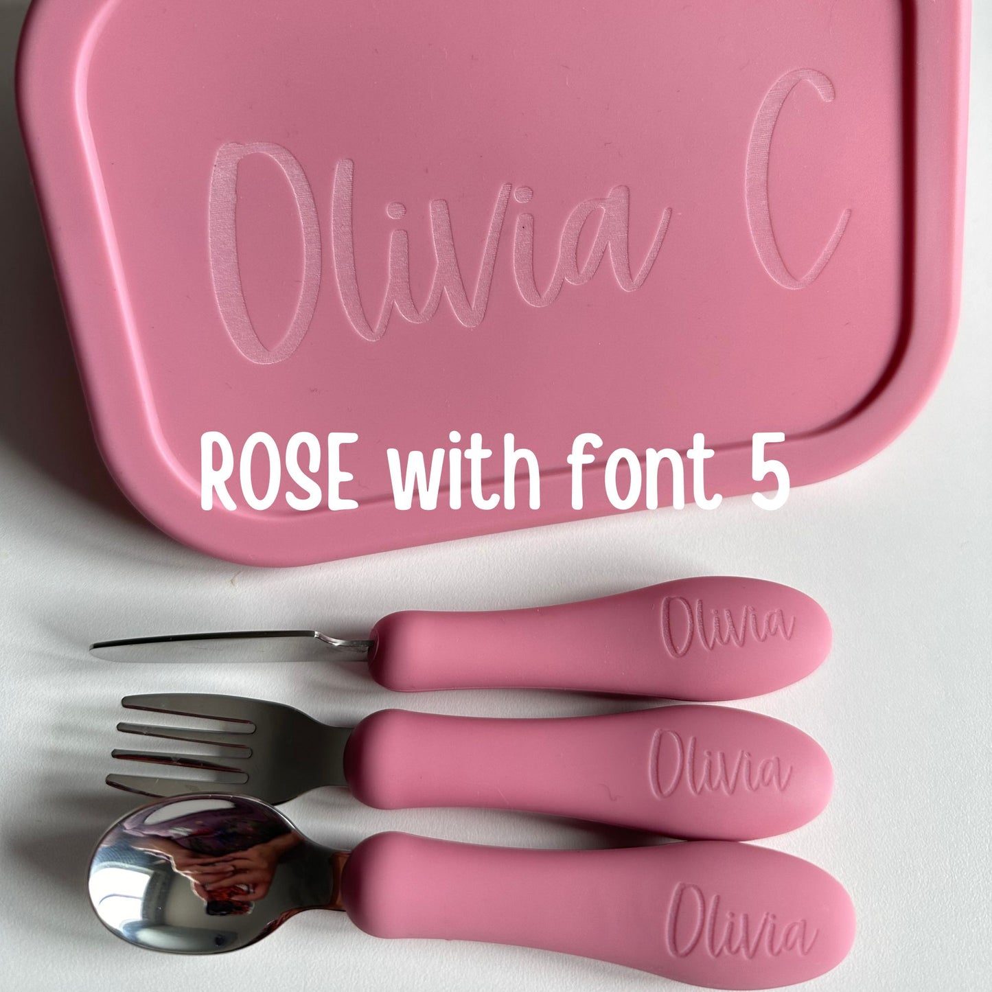 Personalized silicone Bento lunch Box WITH utensils