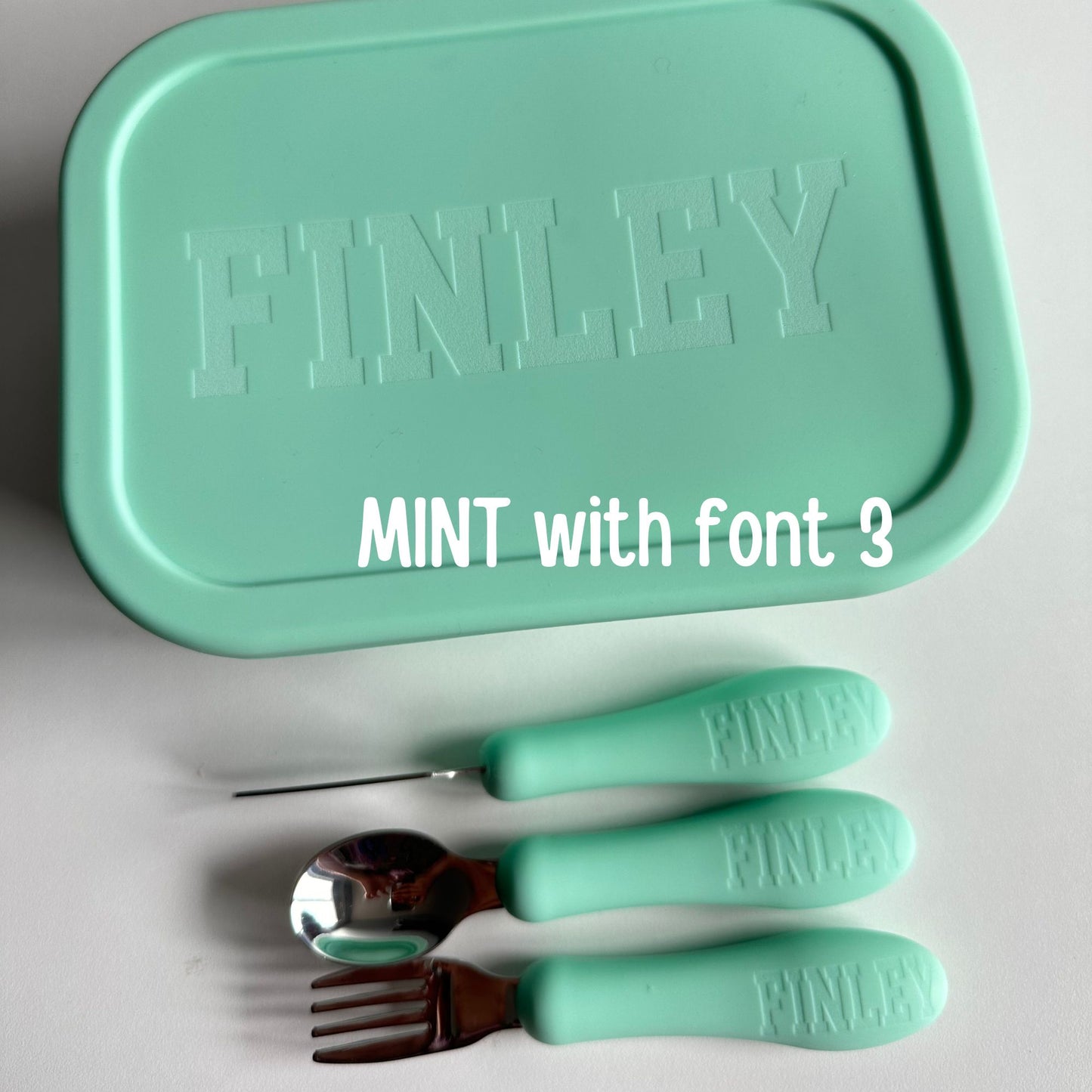 Personalized silicone Bento lunch Box WITH utensils