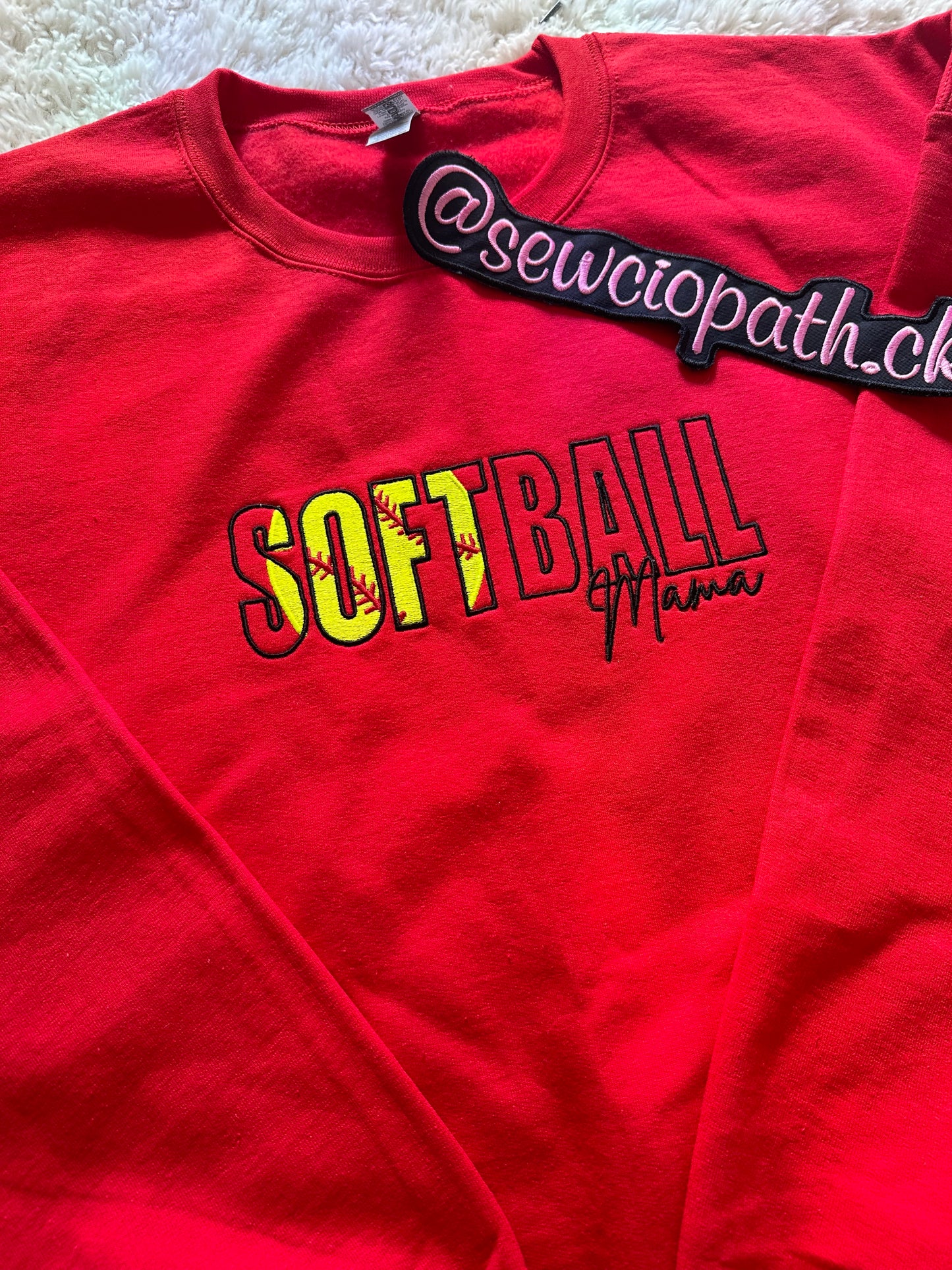 Softball Mom Embroidered Sweatshirt | Custom Softball Mom Sweater | Sports Mom Game Day Crewneck