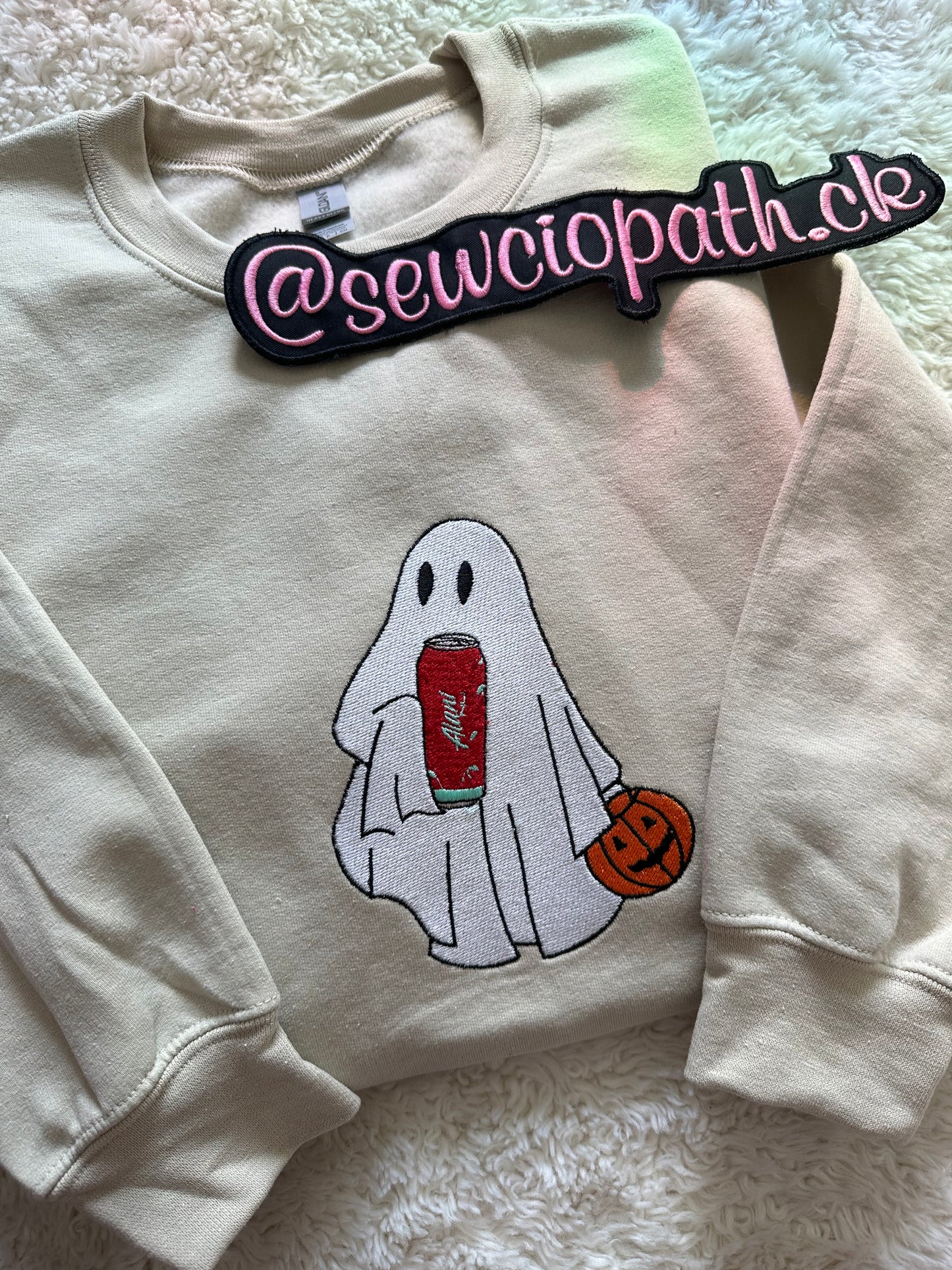 Cute Halloween Alani Ghost Sweater- Embroidered