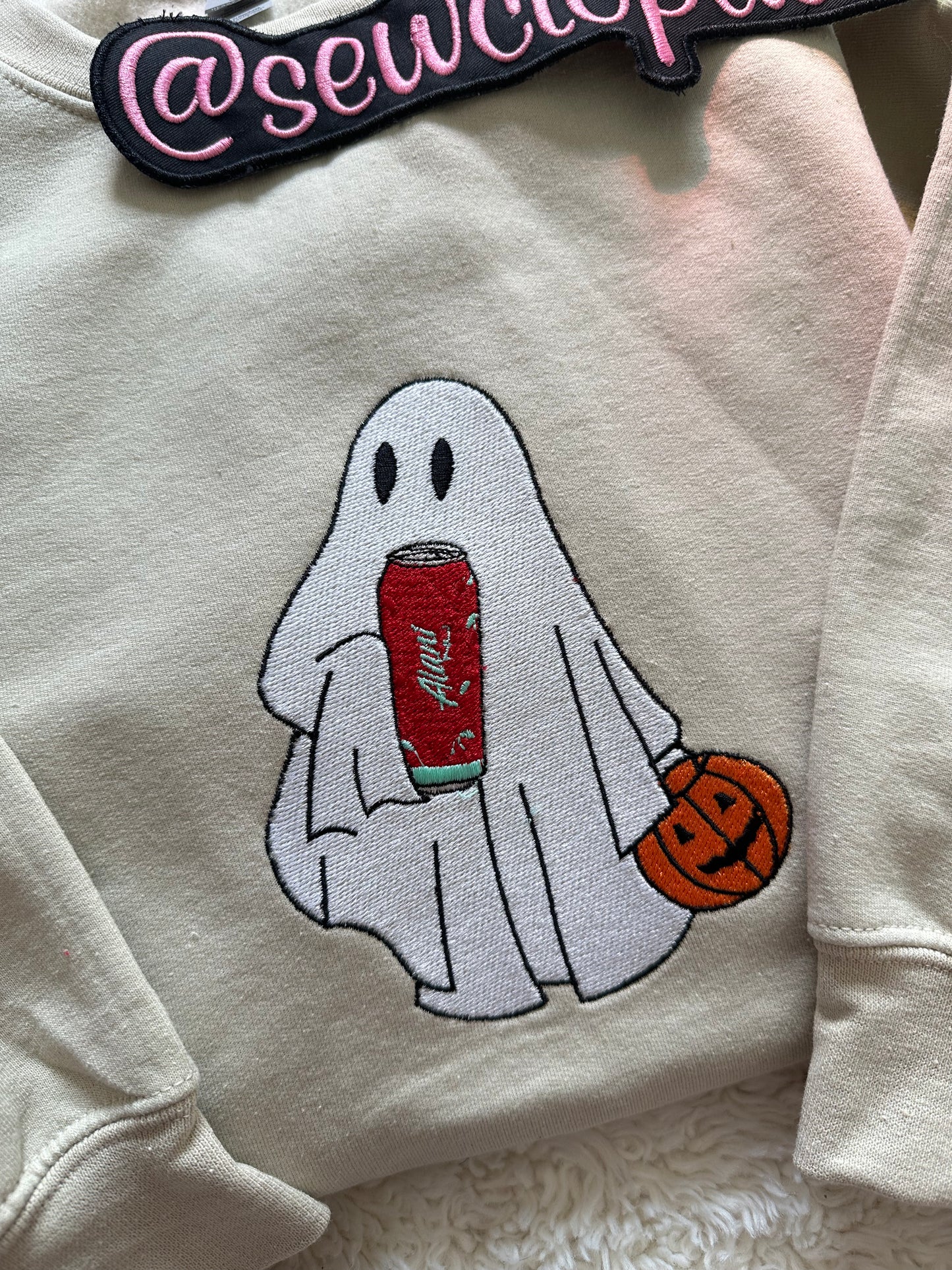 Cute Halloween Alani Ghost Sweater- Embroidered