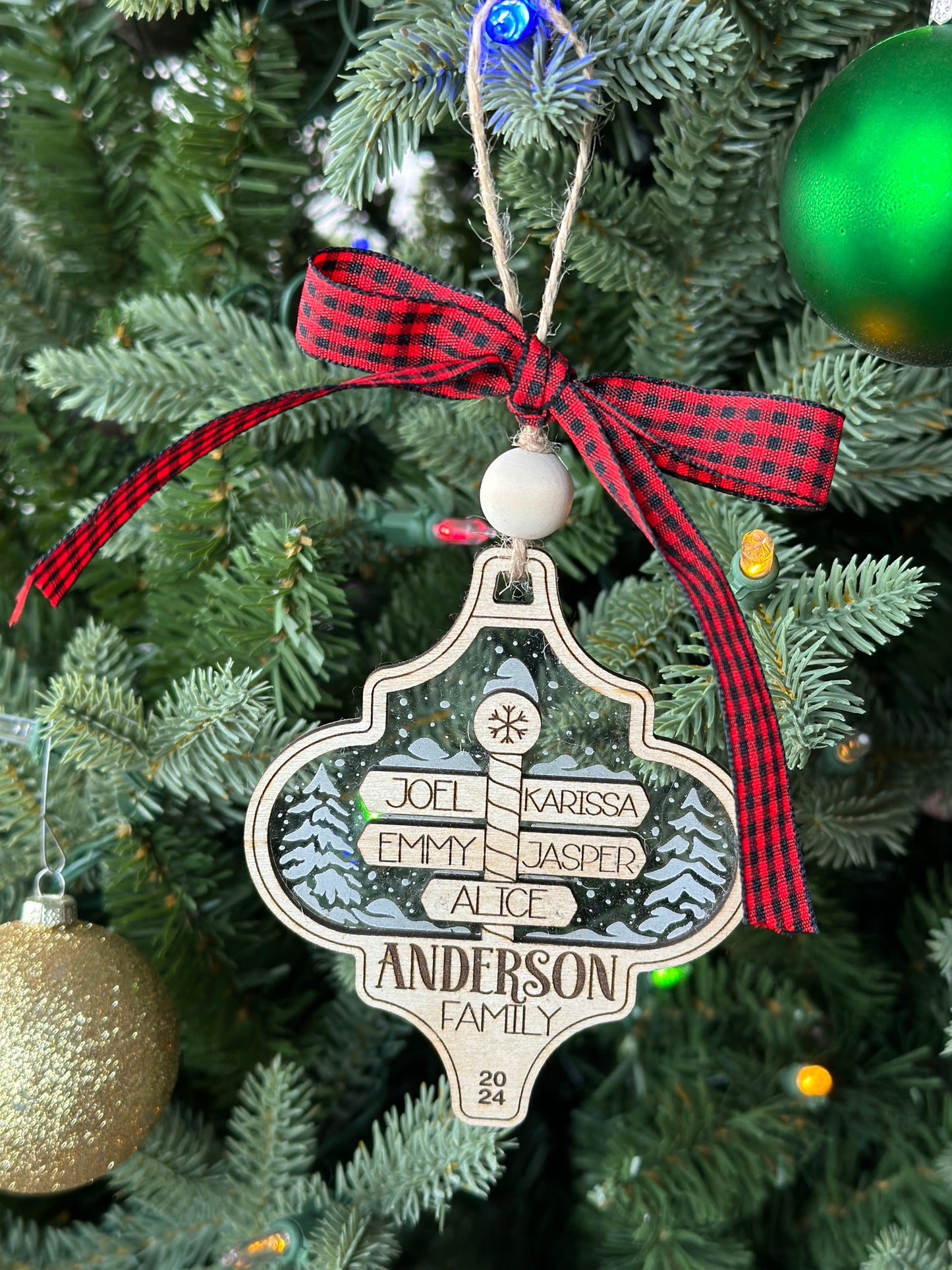 Custom Family Christmas Ornament - North Pole Design