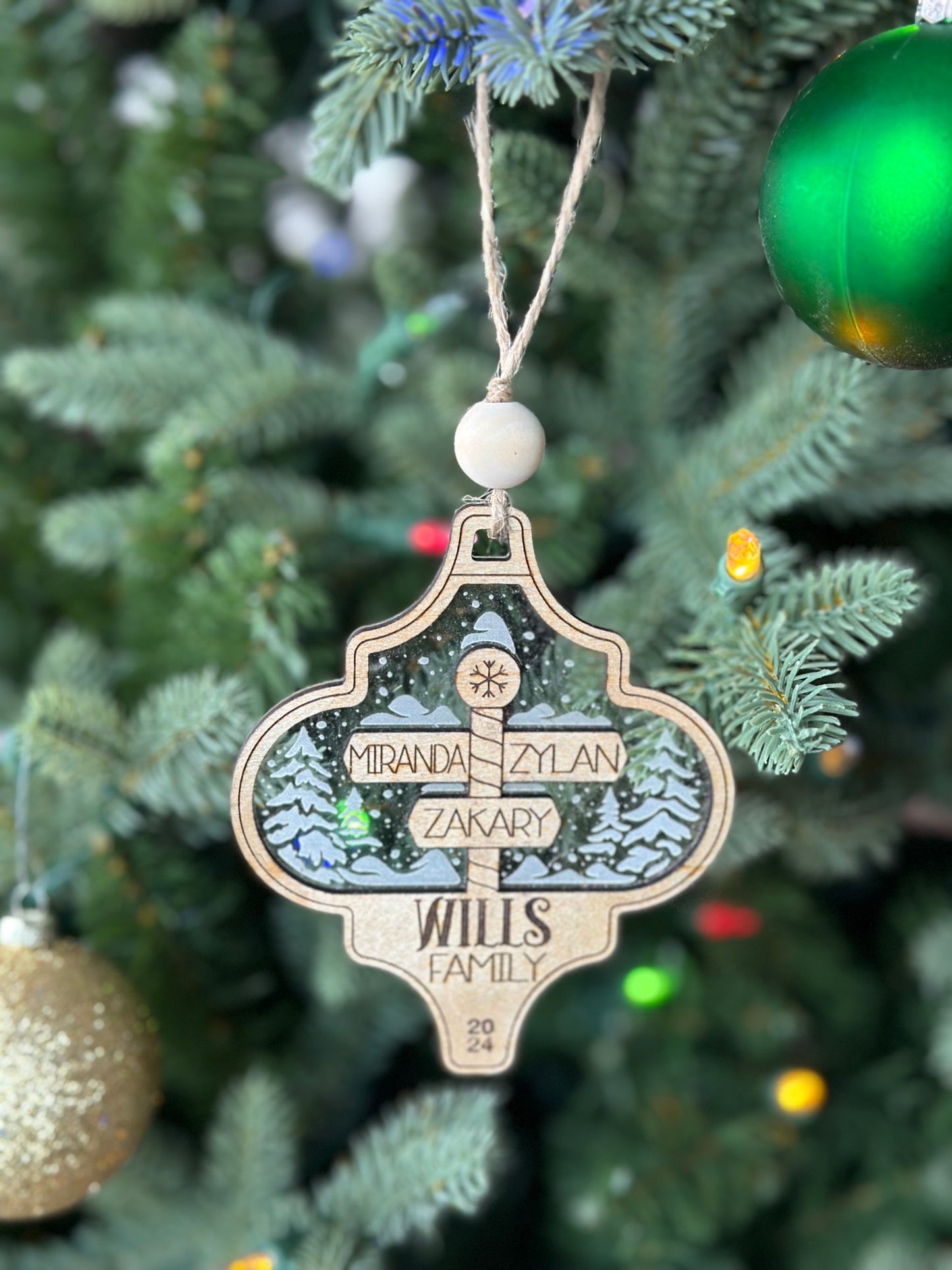Custom Family Christmas Ornament - North Pole Design