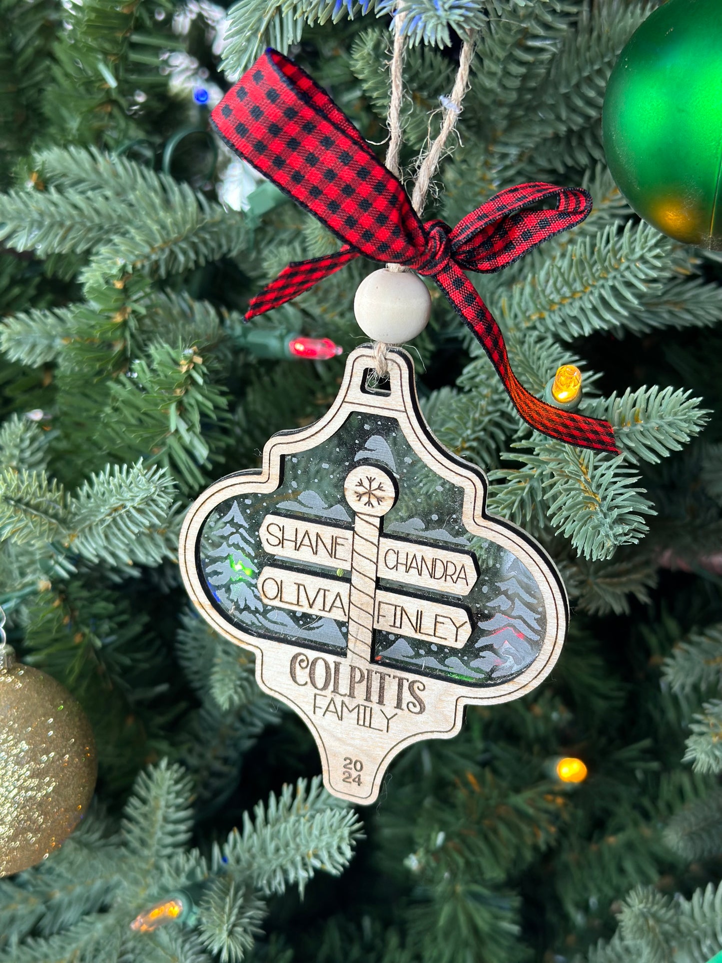 Custom Family Christmas Ornament - North Pole Design