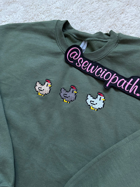 Stardew Valley Sweatshirt | Stardew Valley Chickens| Cozy Gaming | Stardew Valley Sweater | Pixel Chicken