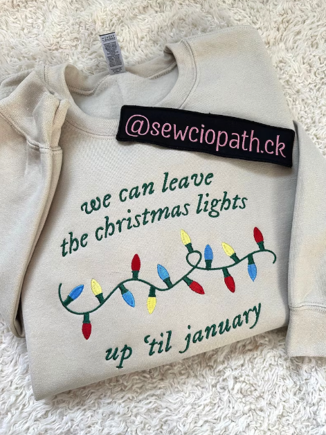 Lover Christmas Lights Embroidered Sweatshirt