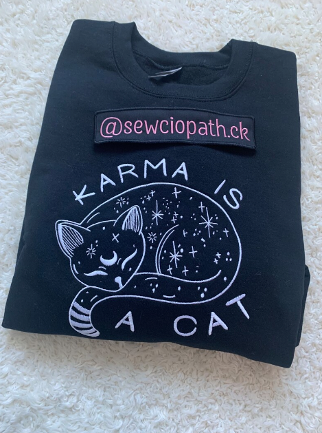 Karma is a Cat Embroidered Sweatshirt