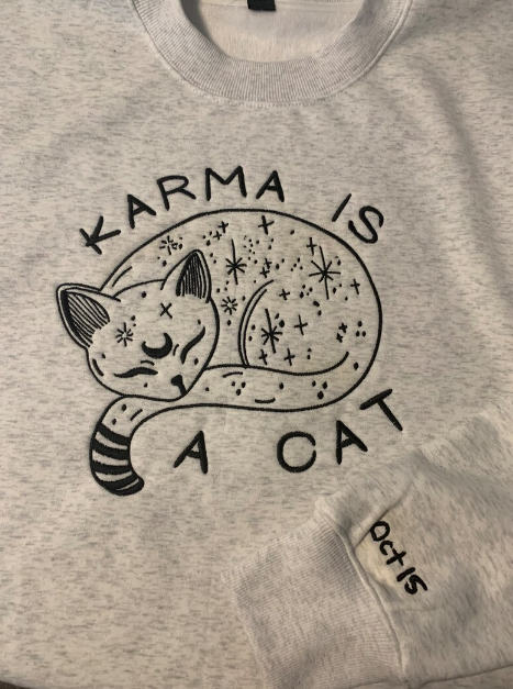 Karma is a Cat Embroidered Sweatshirt