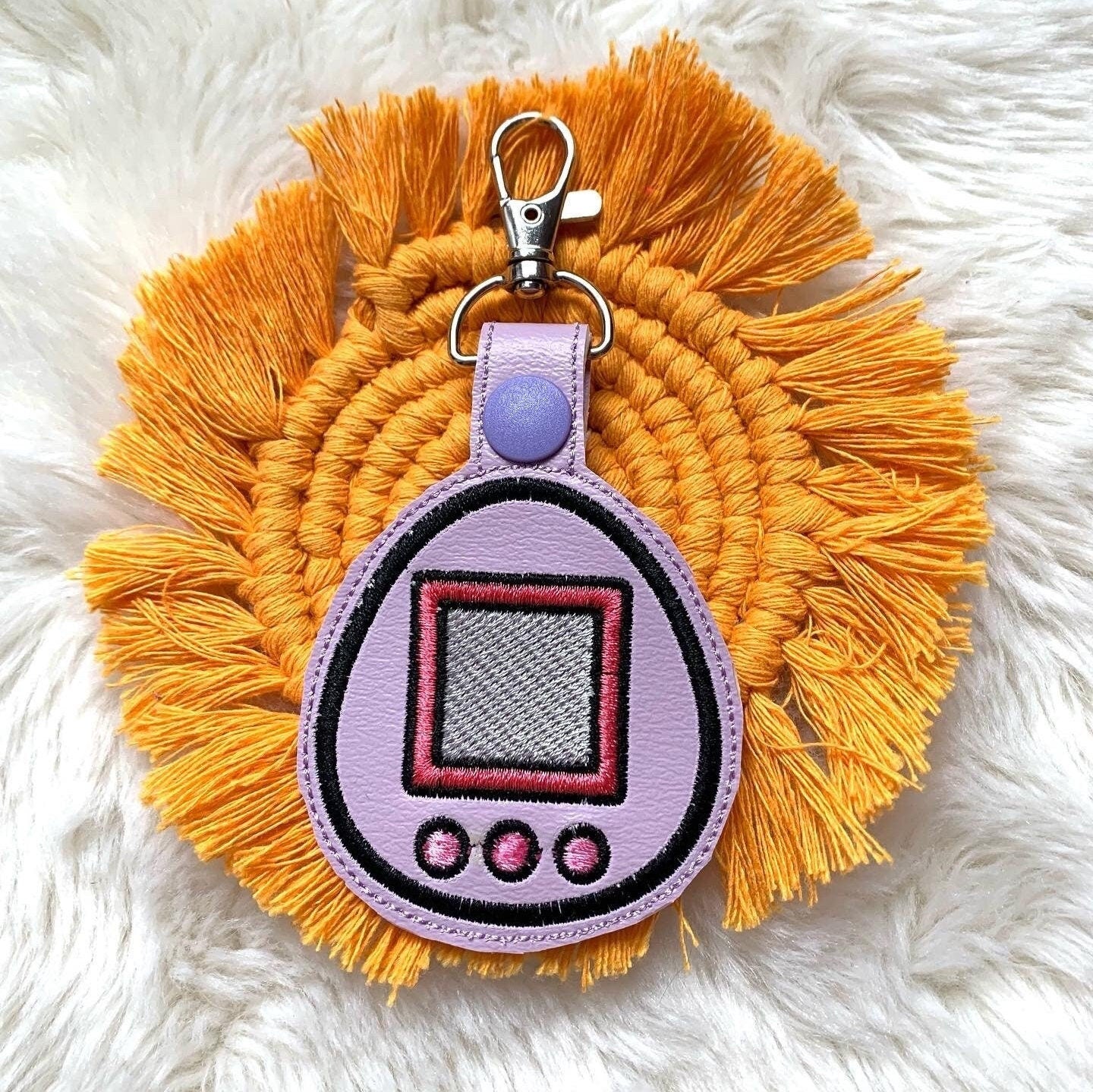 Purple Tamagotchi Pet Game 90s Keychain