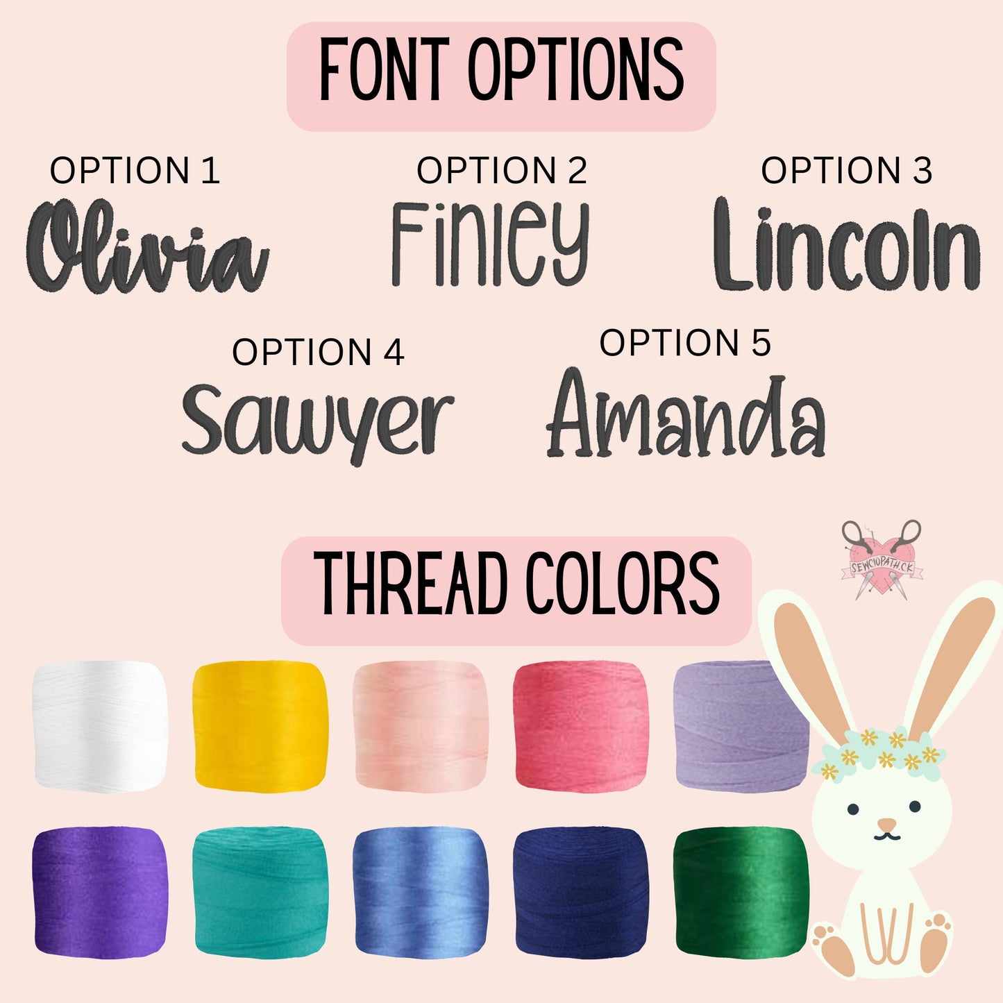 Custom Embroidered Easter Bunny