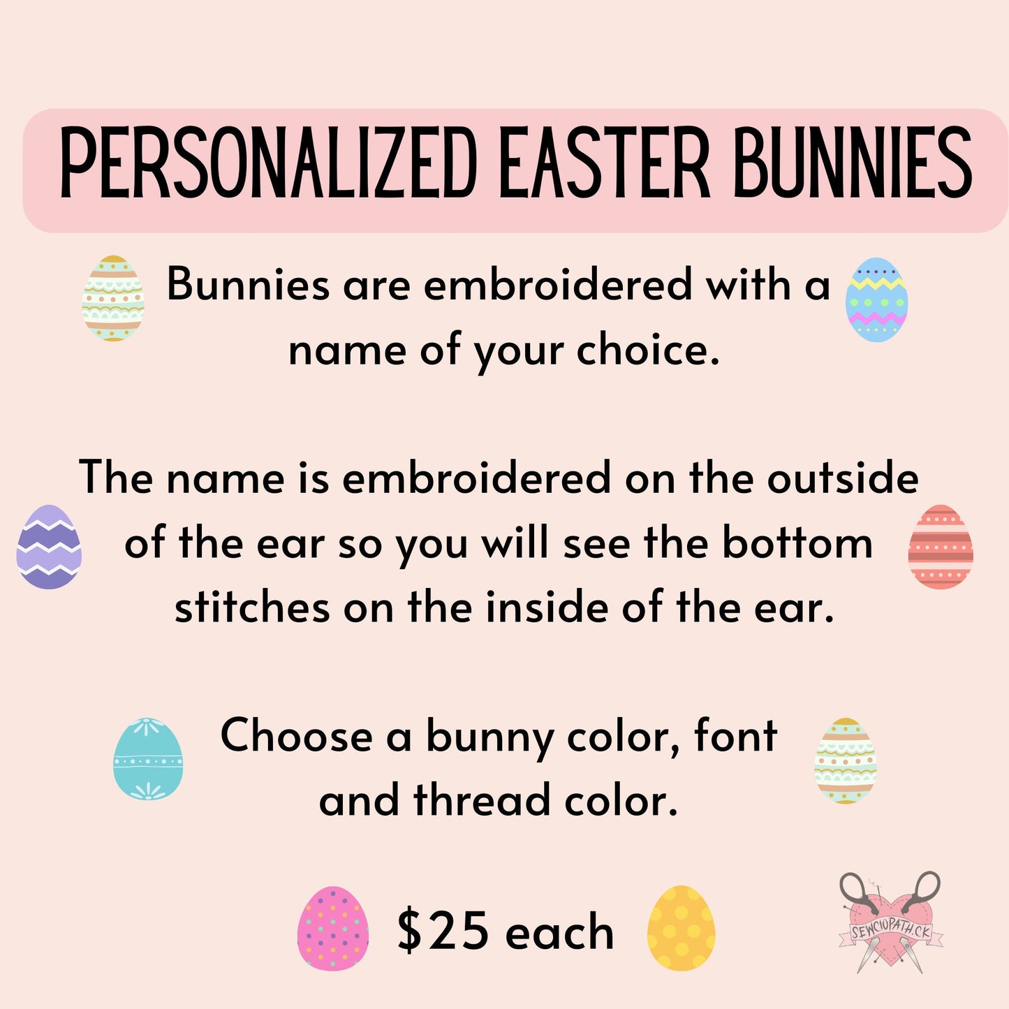 Custom Embroidered Easter Bunny
