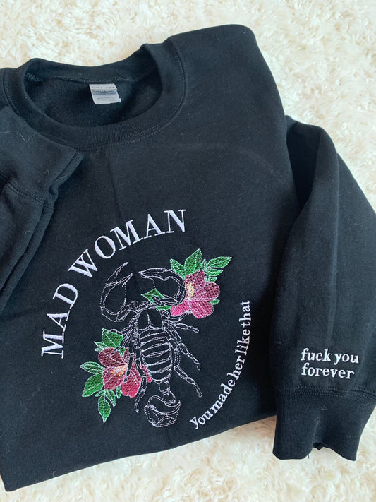 Mad Woman Taylor Swift Embroidered Sweatshirt