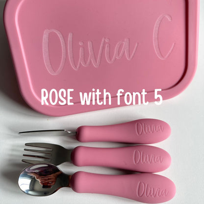 Personalized silicone Bento lunch Box WITH utensils