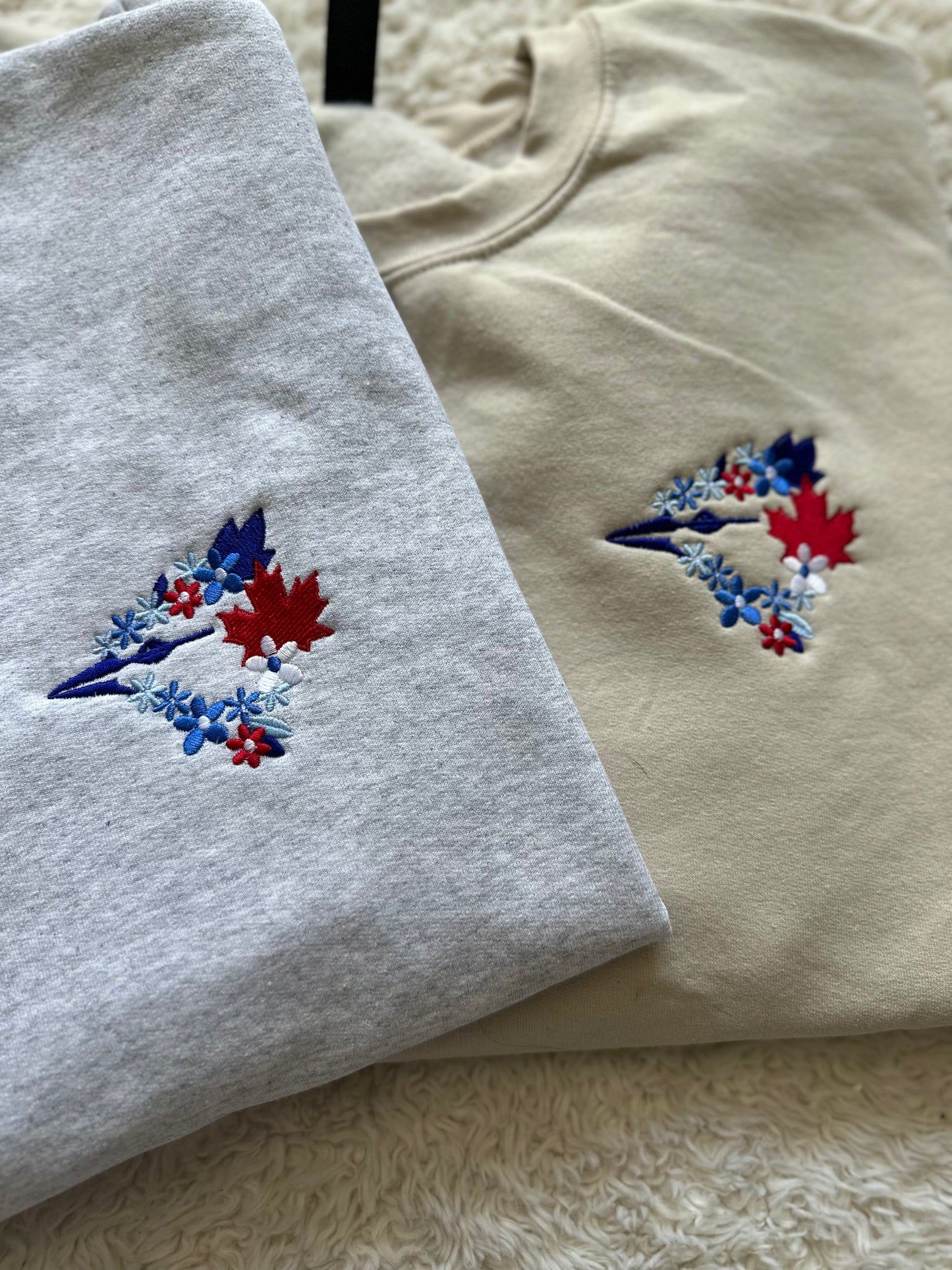 Blue Jay Floral - Embroidered