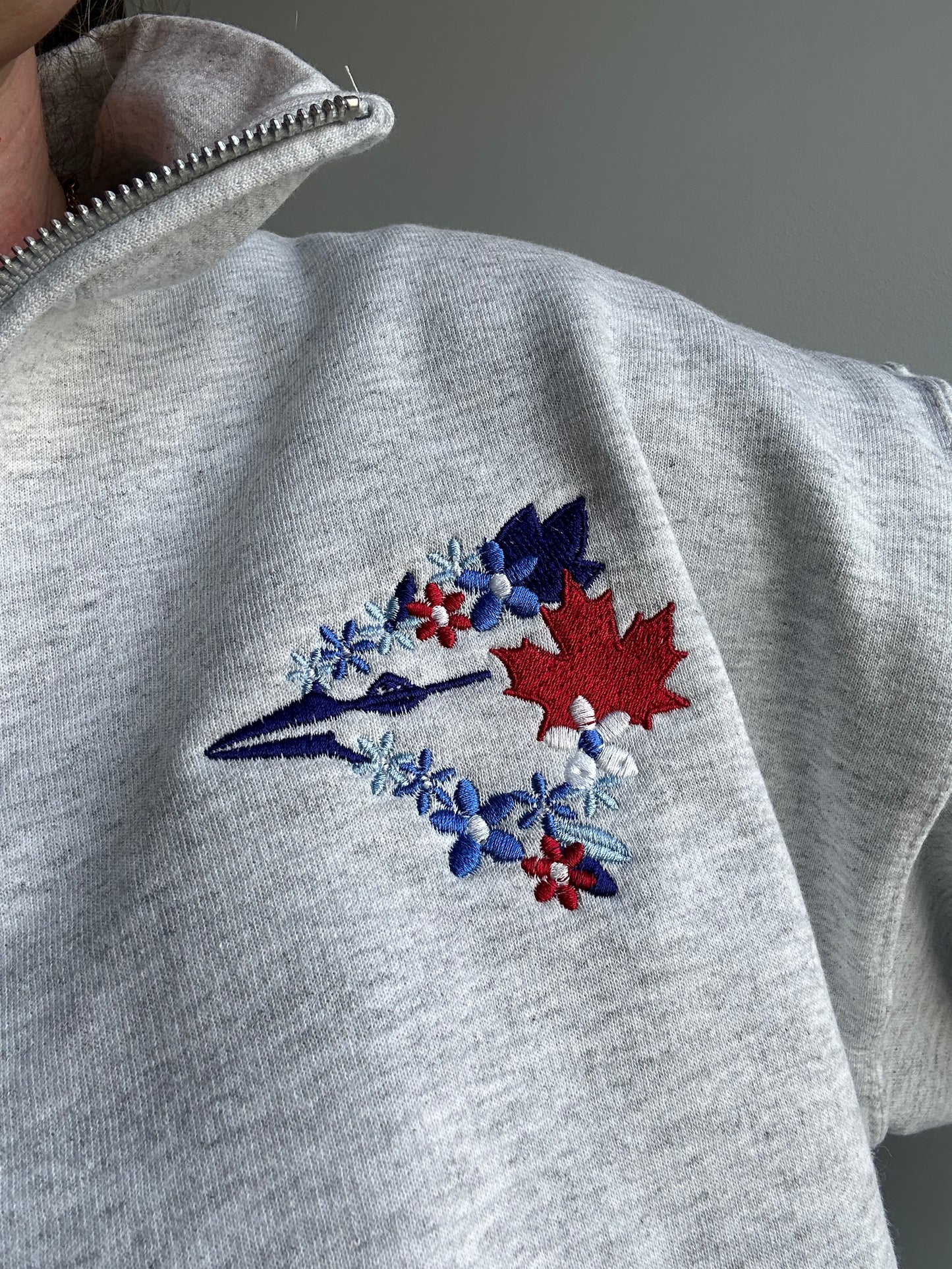 Blue Jay Floral - Embroidered