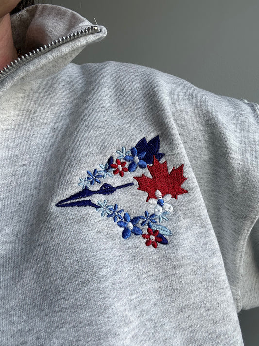 Blue Jay Floral - Embroidered