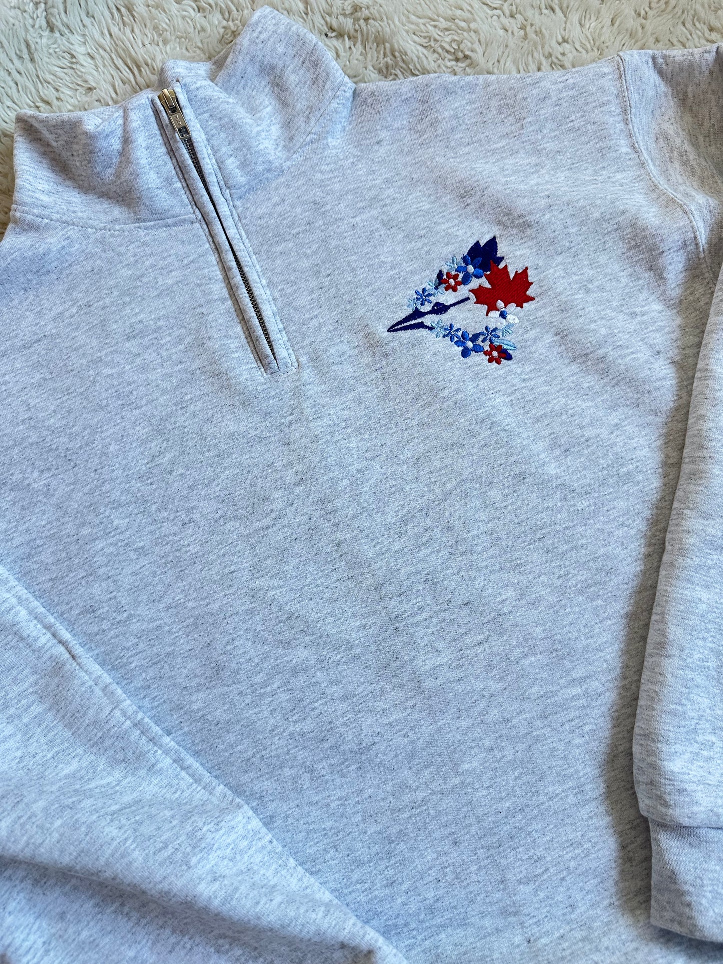 Blue Jay Floral - Embroidered