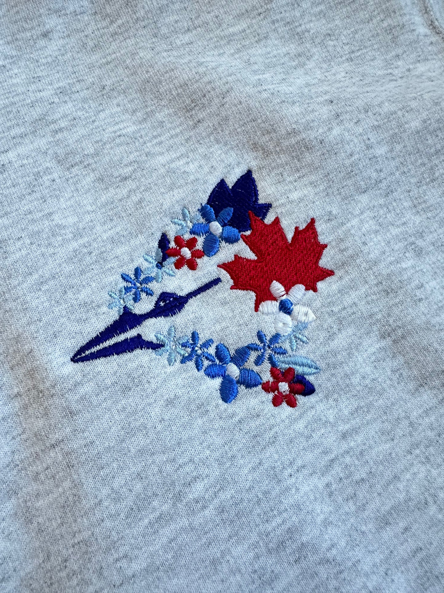 Blue Jay Floral - Embroidered