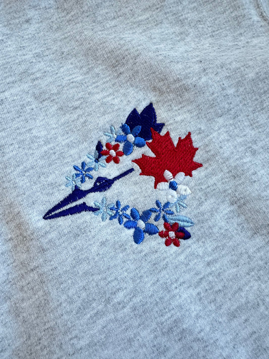 Blue Jay Floral - Embroidered