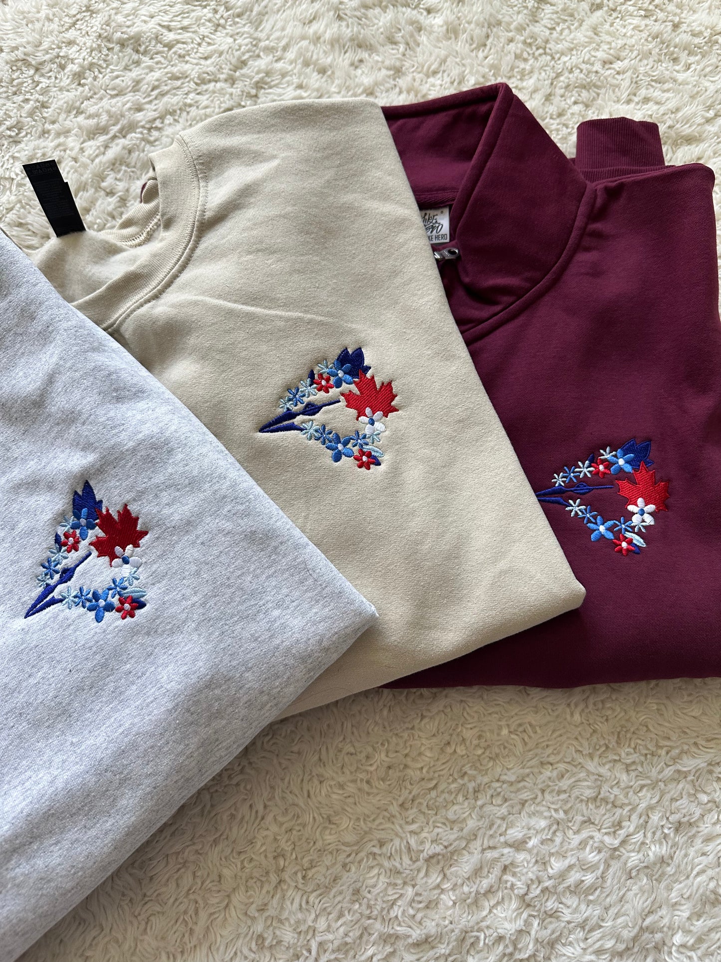 Blue Jay Floral - Embroidered
