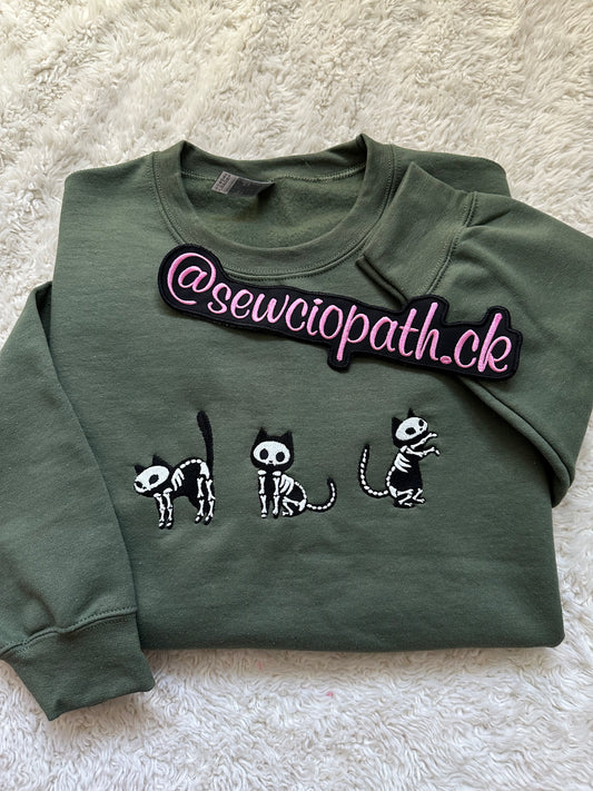 Black Cat Skeleton Halloween Sweater