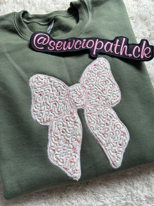 Quilted Bow Sweatshirt - Coquette Bow Sweater