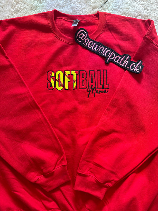 Softball Mom Embroidered Sweatshirt | Custom Softball Mom Sweater | Sports Mom Game Day Crewneck