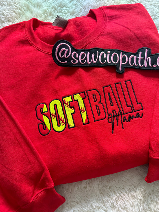 Softball Mama Sweatshirt - Embroidered