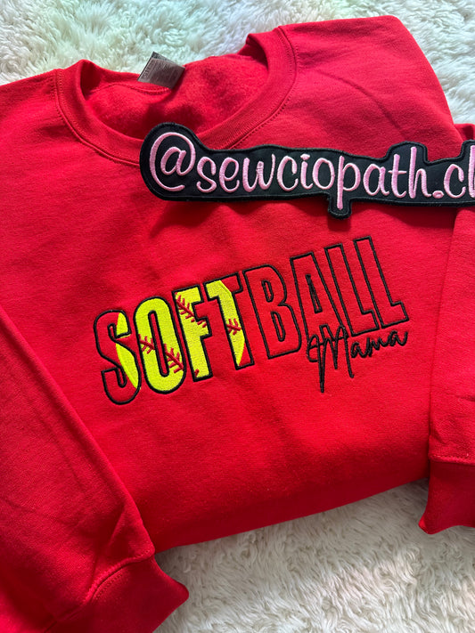 Softball Mama Sweatshirt - Embroidered