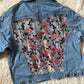 Denim Jacket with cutout floral back
