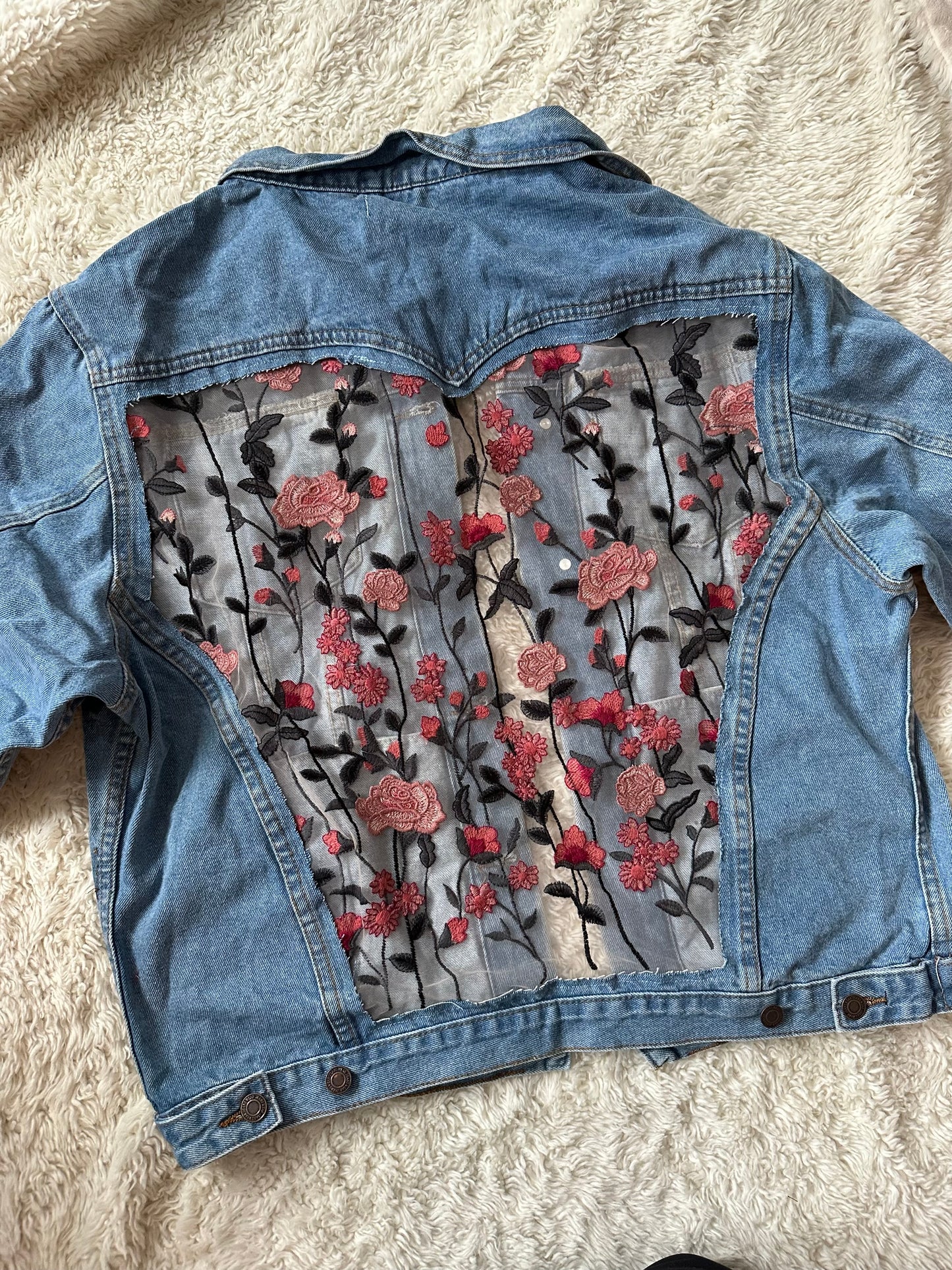 Denim Jacket with cutout floral back
