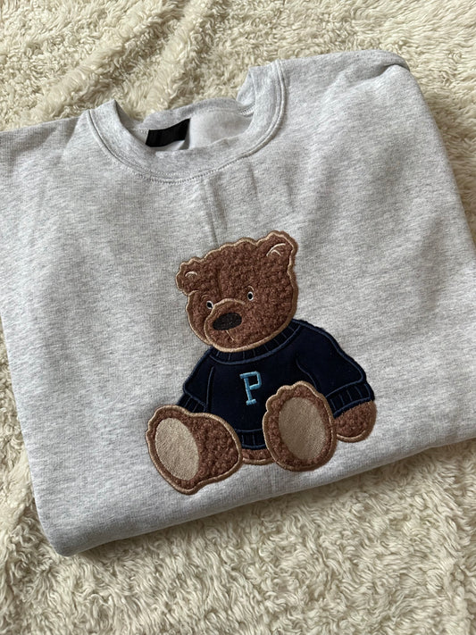 Embroidery Varsity Teddy Bear - Crewneck