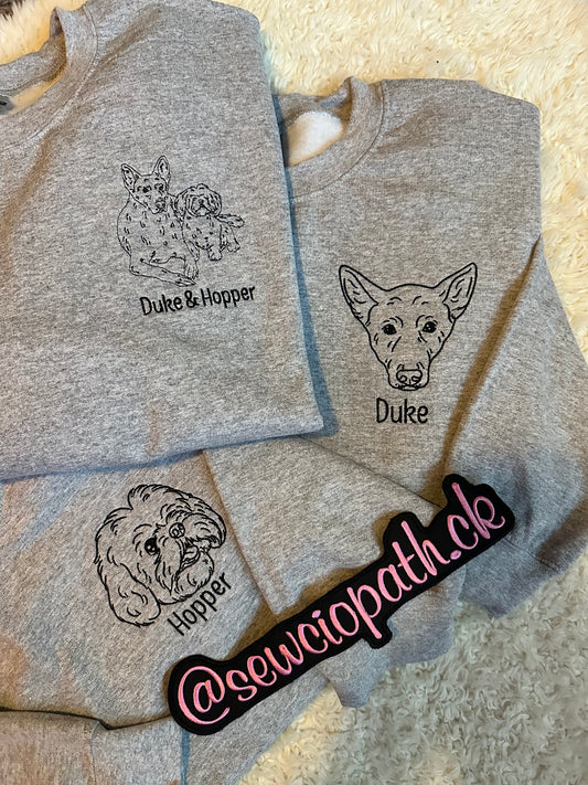 Custom Pet Portrait Line Drawing Sweatshirt