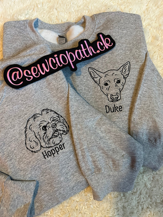 Custom Pet Portrait Line Drawing Sweatshirt