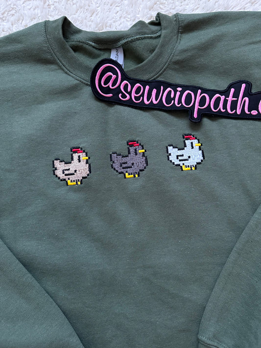 Stardew Valley Sweatshirt  | Stardew Valley Chickens| Cozy Gaming | Stardew Valley Sweater | Pixel Chicken
