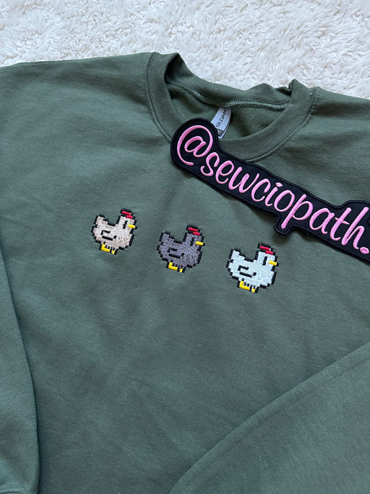Stardew Valley Sweatshirt  | Stardew Valley Chickens| Cozy Gaming | Stardew Valley Sweater | Pixel Chicken