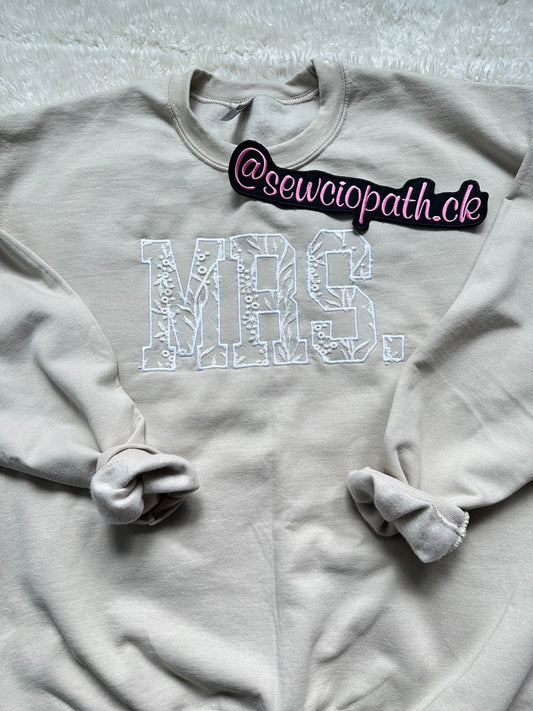 Mrs. lace embroidered sweatshirt | Bride Sweater | Future Mrs.