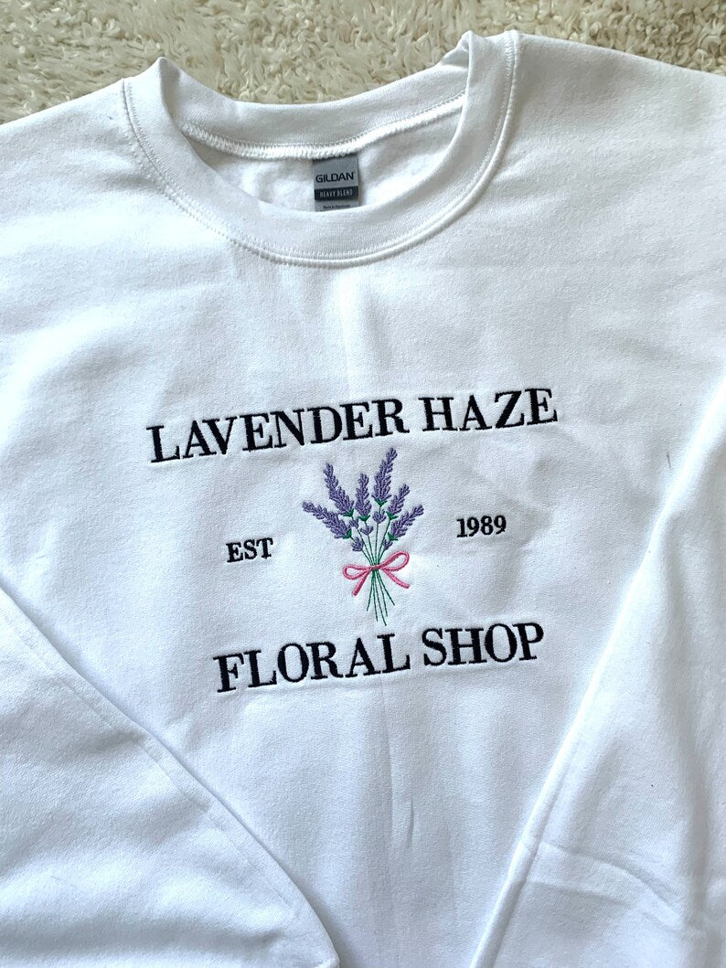 Lavender Haze Floral Shop Embroidered Sweatshirt