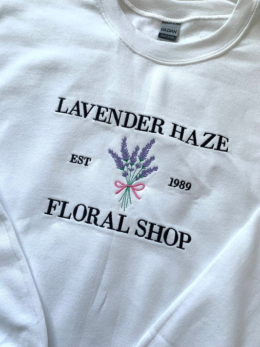 Lavender Haze Floral Shop Embroidered Sweatshirt