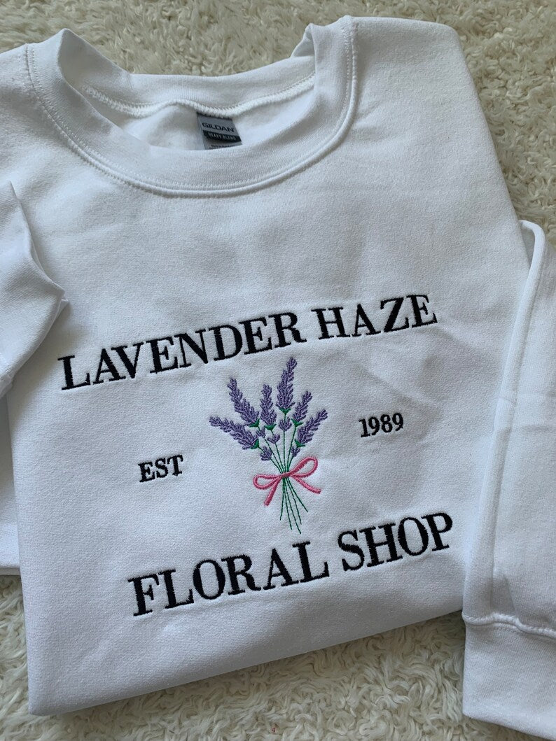 Lavender Haze Floral Shop Embroidered Sweatshirt